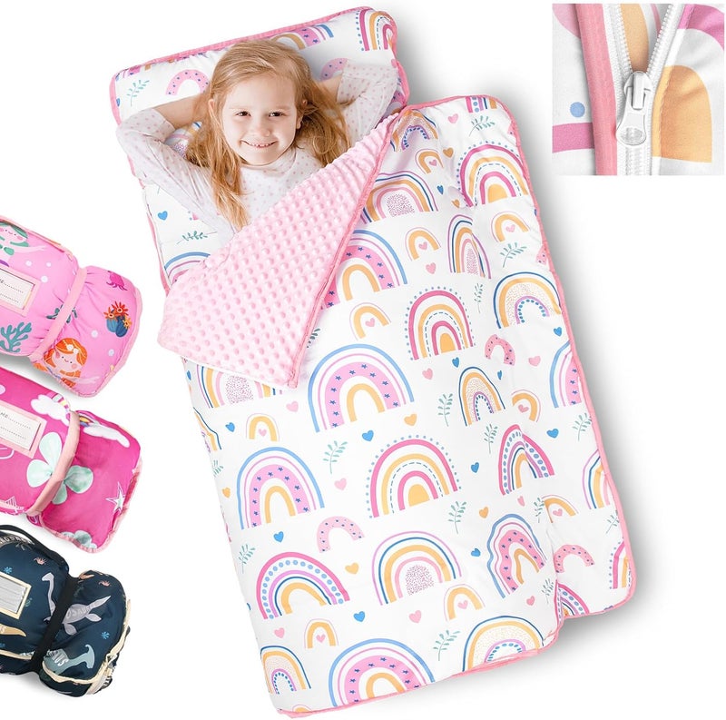 PRIMLECT Toddler Nap Mat Extra Large Thickened 55''x35'', Soft Sleeping Bag with Detachable Minky Blanket and Pillow, Portable for Daycare, Preschool, Kindergarten, Travel, Boys and Girls - Image 1